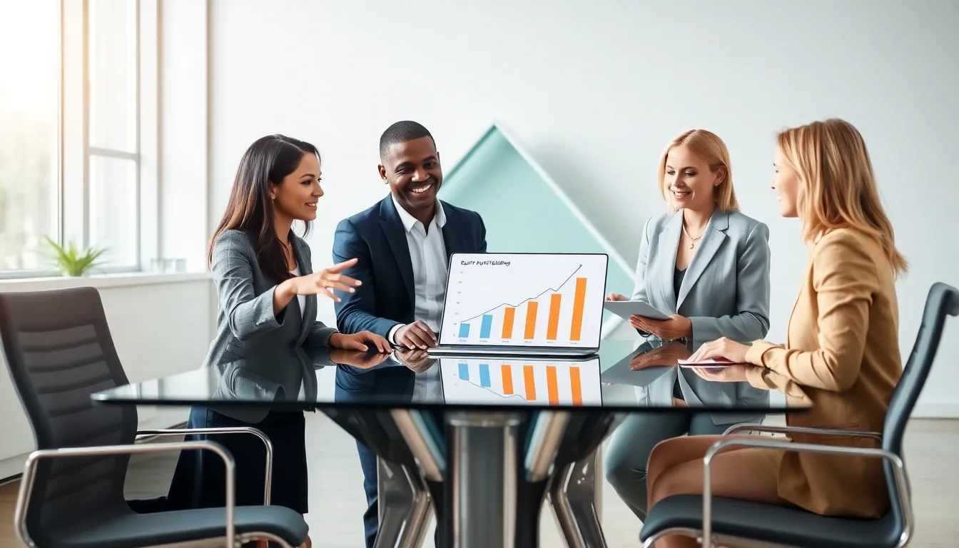 diverse professionals discussing homeownership financial benefits in a modern office.