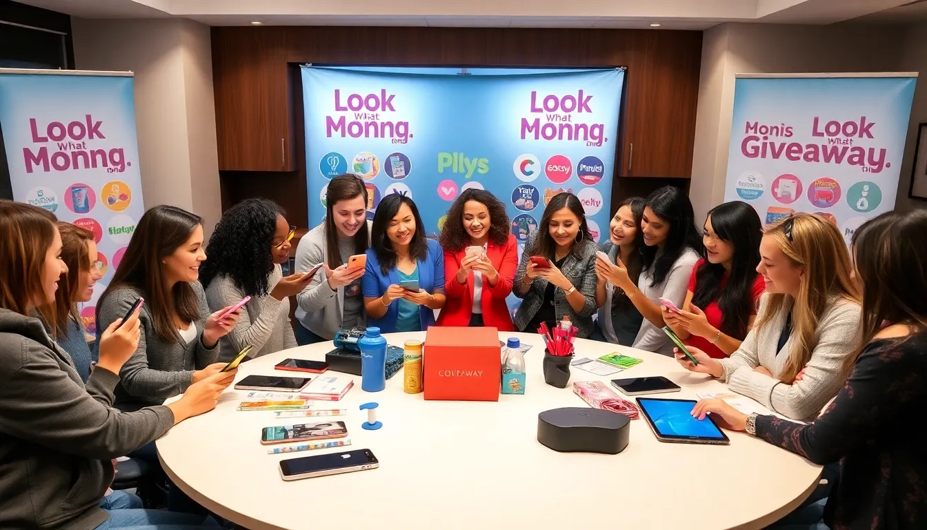 diverse participants enjoying a vibrant giveaway event.