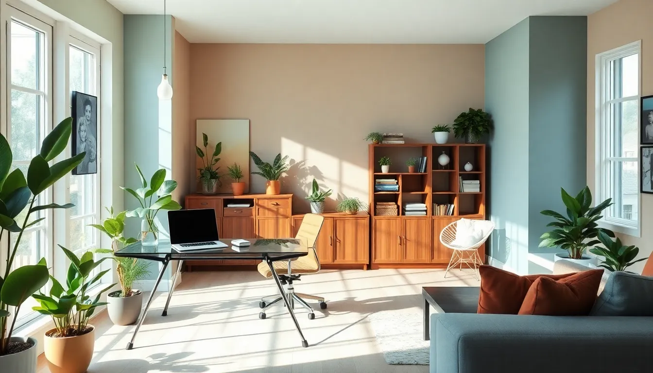 modern home office and living space showcasing renovation ideas.