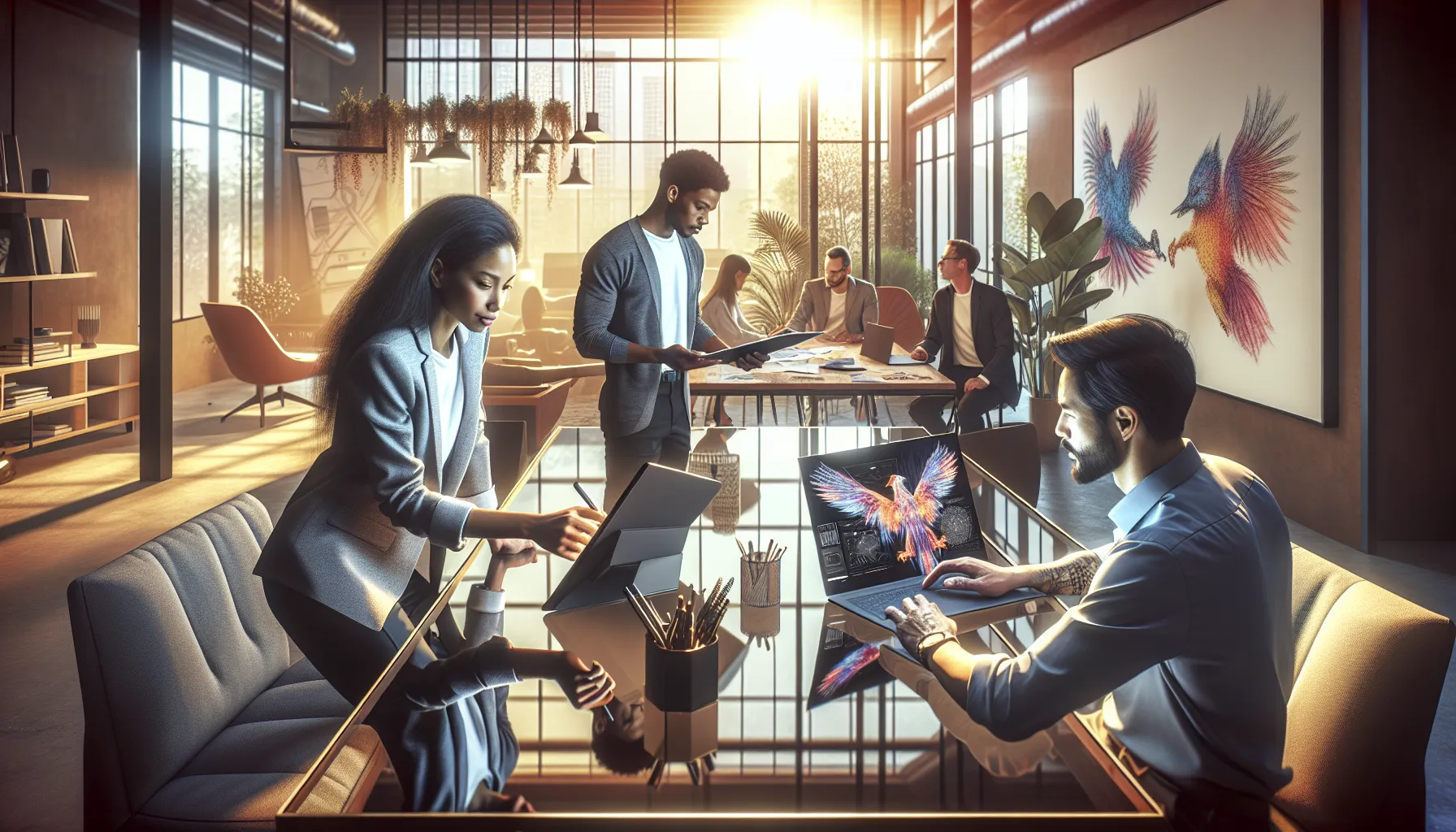 professionals using the yr-ws486rp-gtr in a modern office.