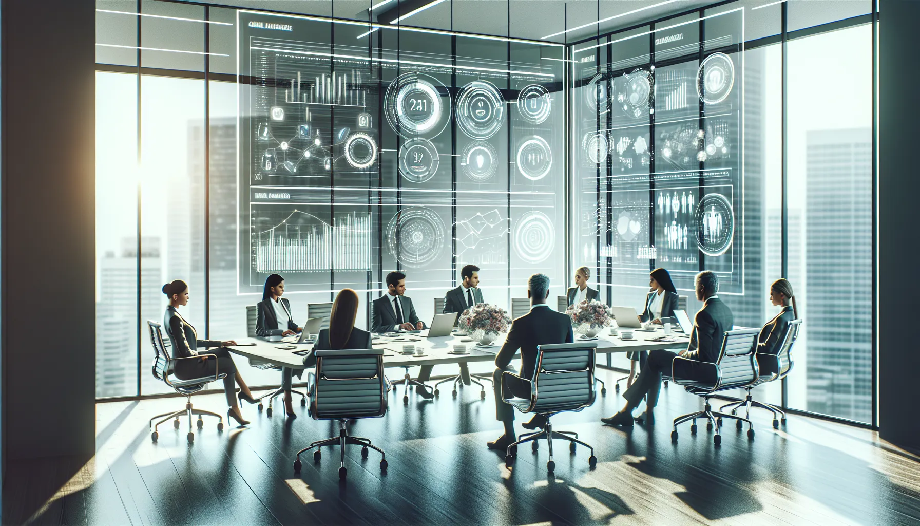 diverse professionals discussing DKFFLDLRTM trends in a modern office.