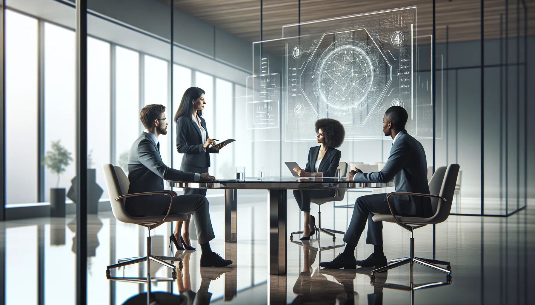 diverse team discussing a numerical sequence in a modern office.