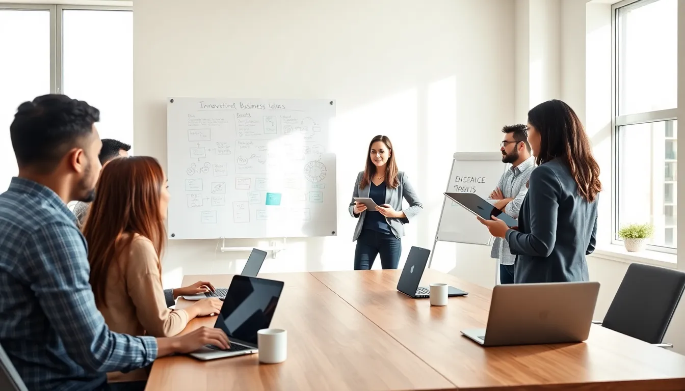 diverse entrepreneurs collaborating in a modern office setting.