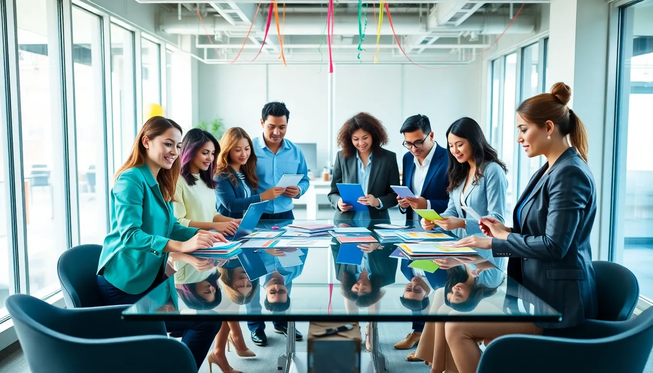 diverse team planning budget-friendly events in a modern office.