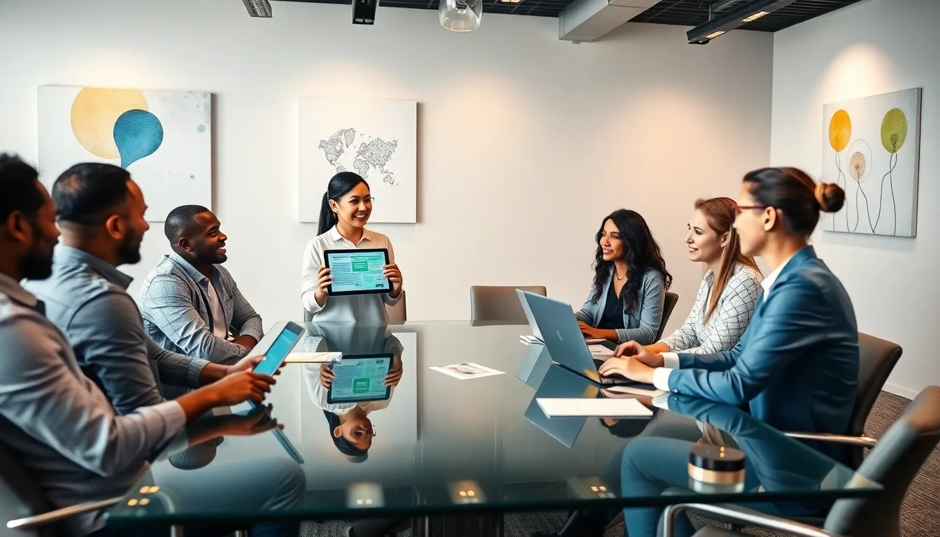 diverse professionals discussing innovative workflow strategies in a modern office.
