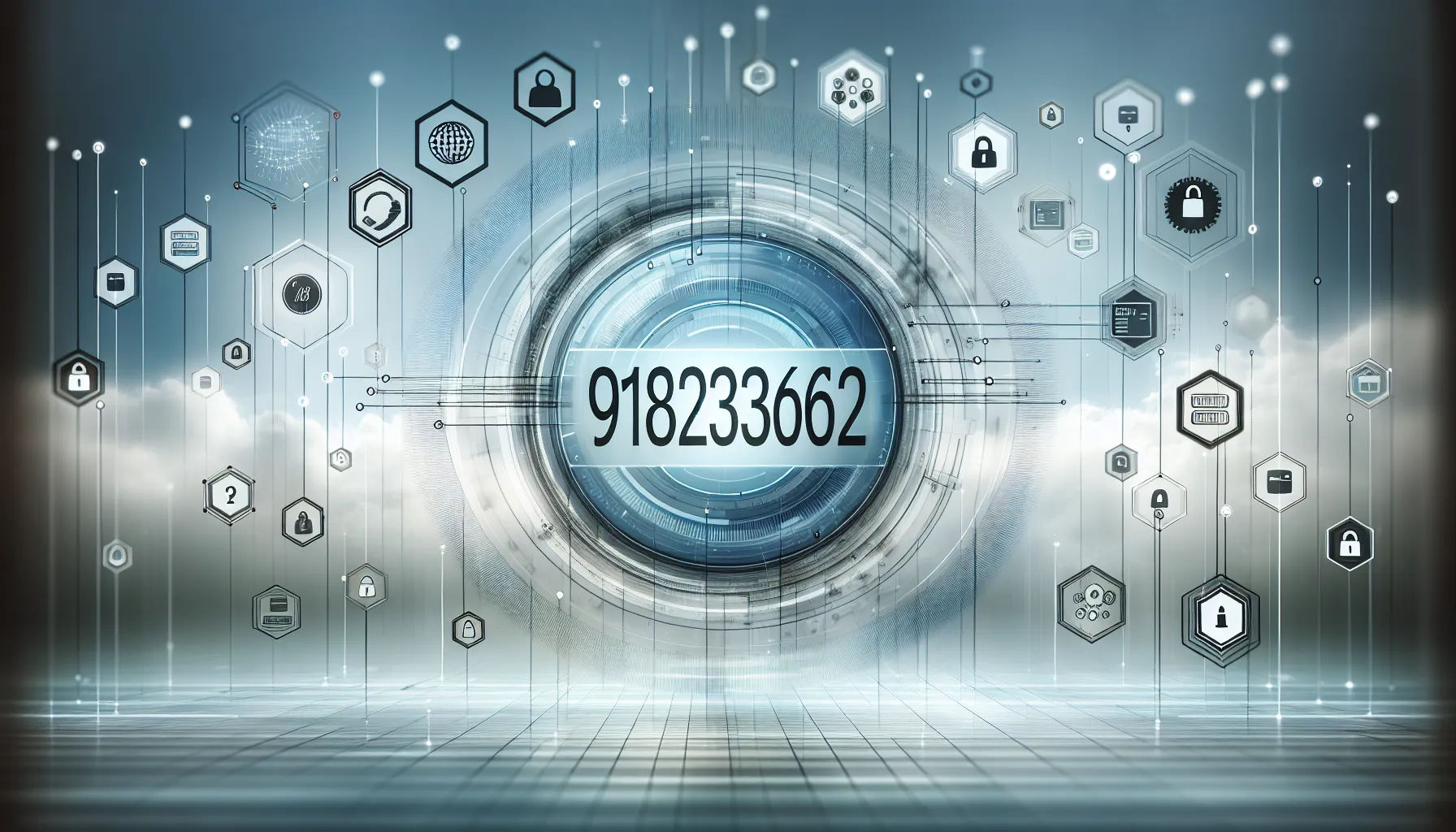 Digital interface displaying the number 9182330622 with tech-themed elements.