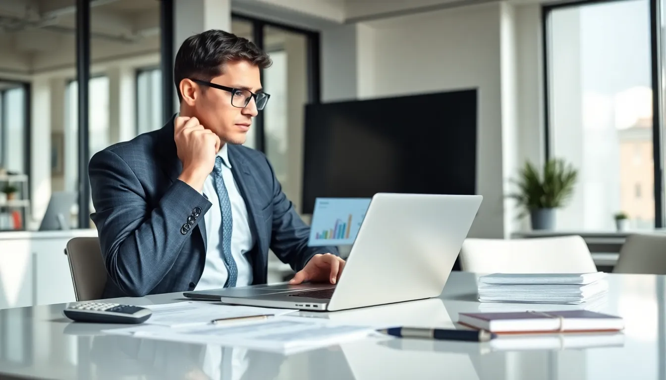 professional analyzing tax minimization strategies in a modern office.