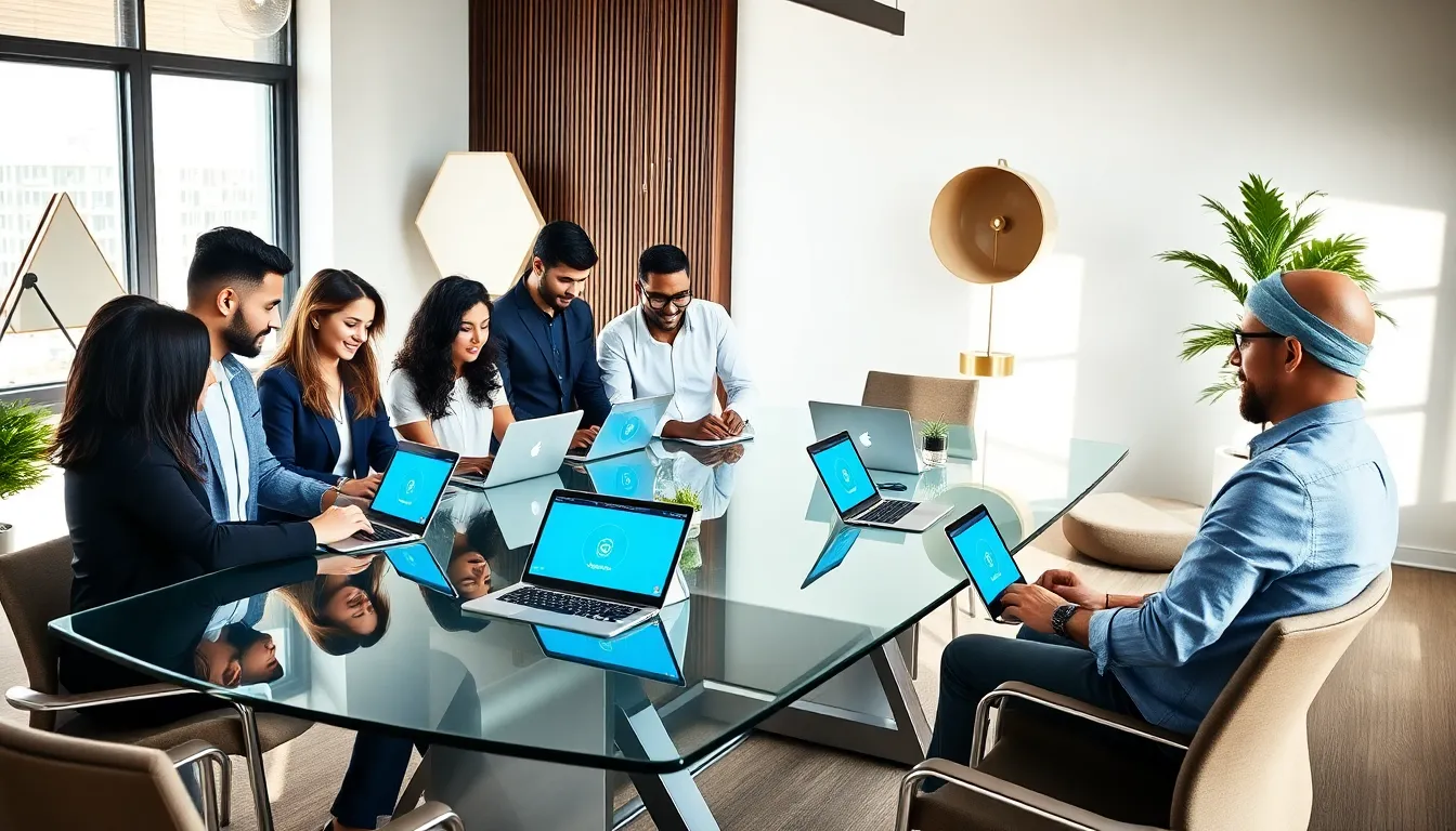 diverse team collaborating in a modern office on Bitclassic project.
