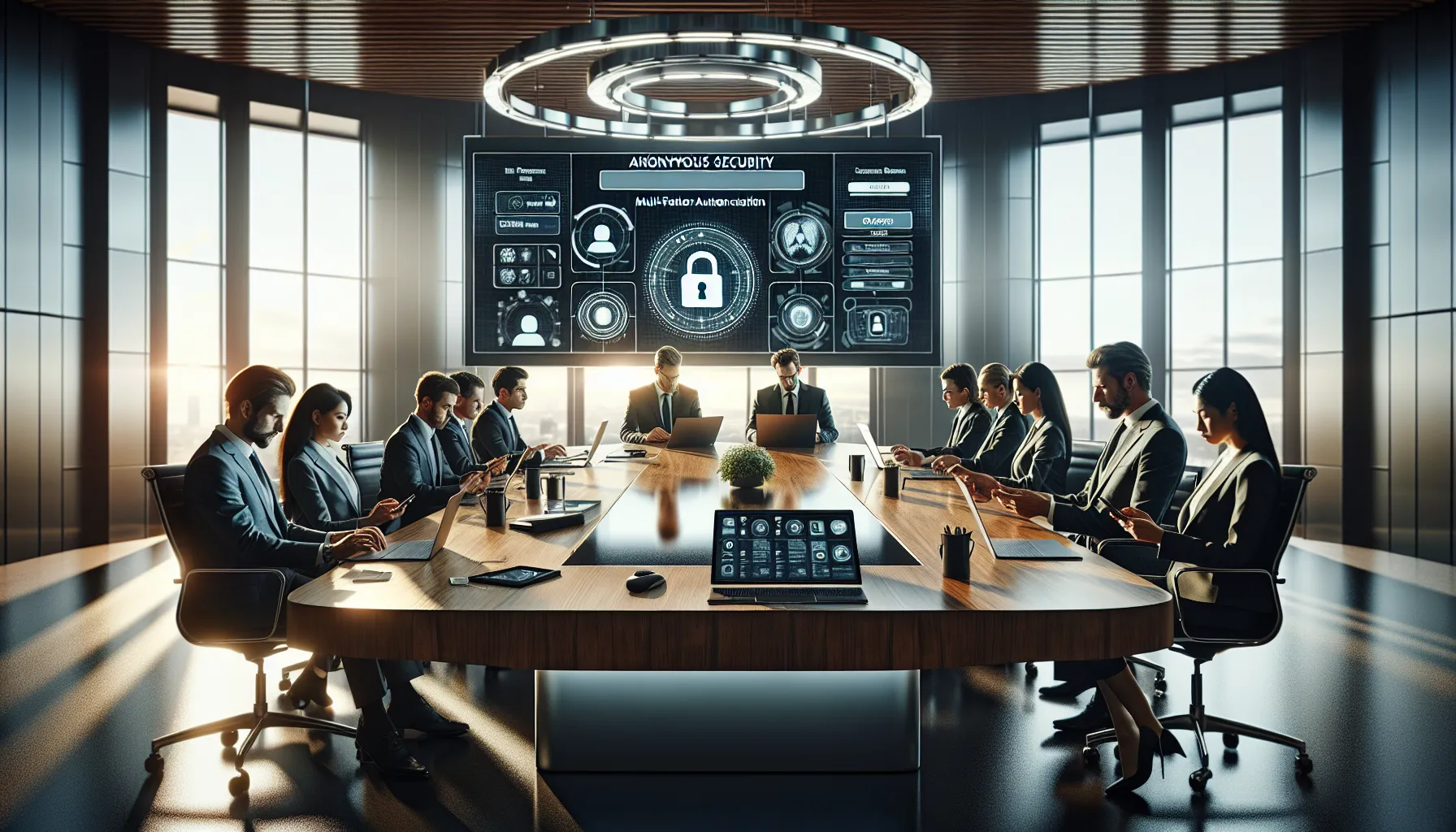 diverse team discussing Okta security features in a modern office.