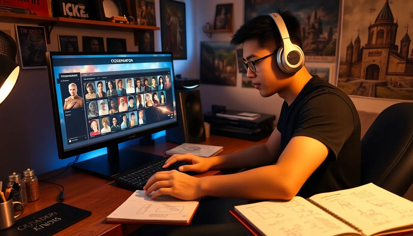 a gamer using CK2Generator to create characters for Crusader Kings II.