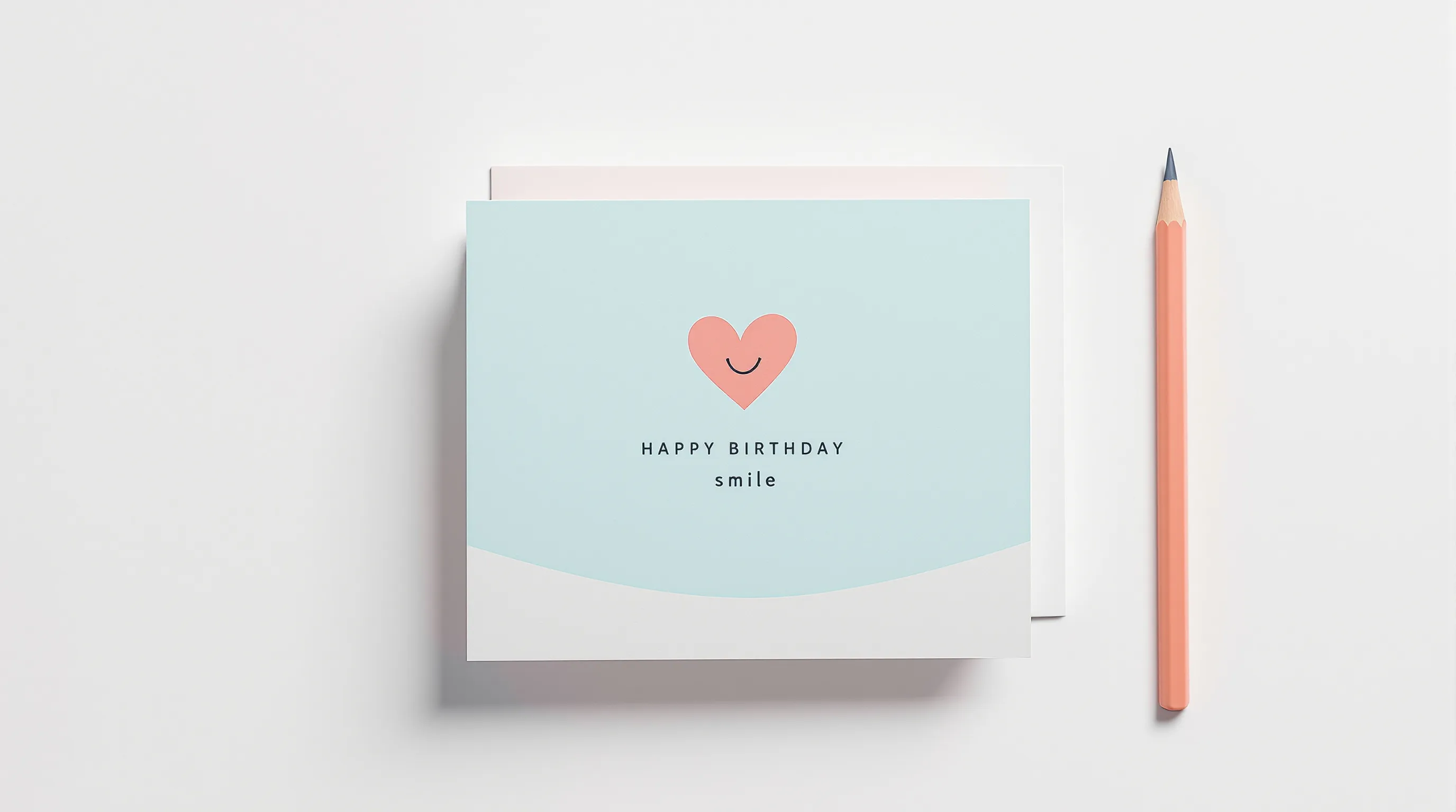 a hand-drawn birthday card with a heart and pencil on a clean background