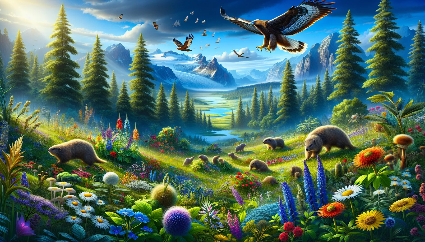 vibrant flora and fauna scene in Uzribitan.
