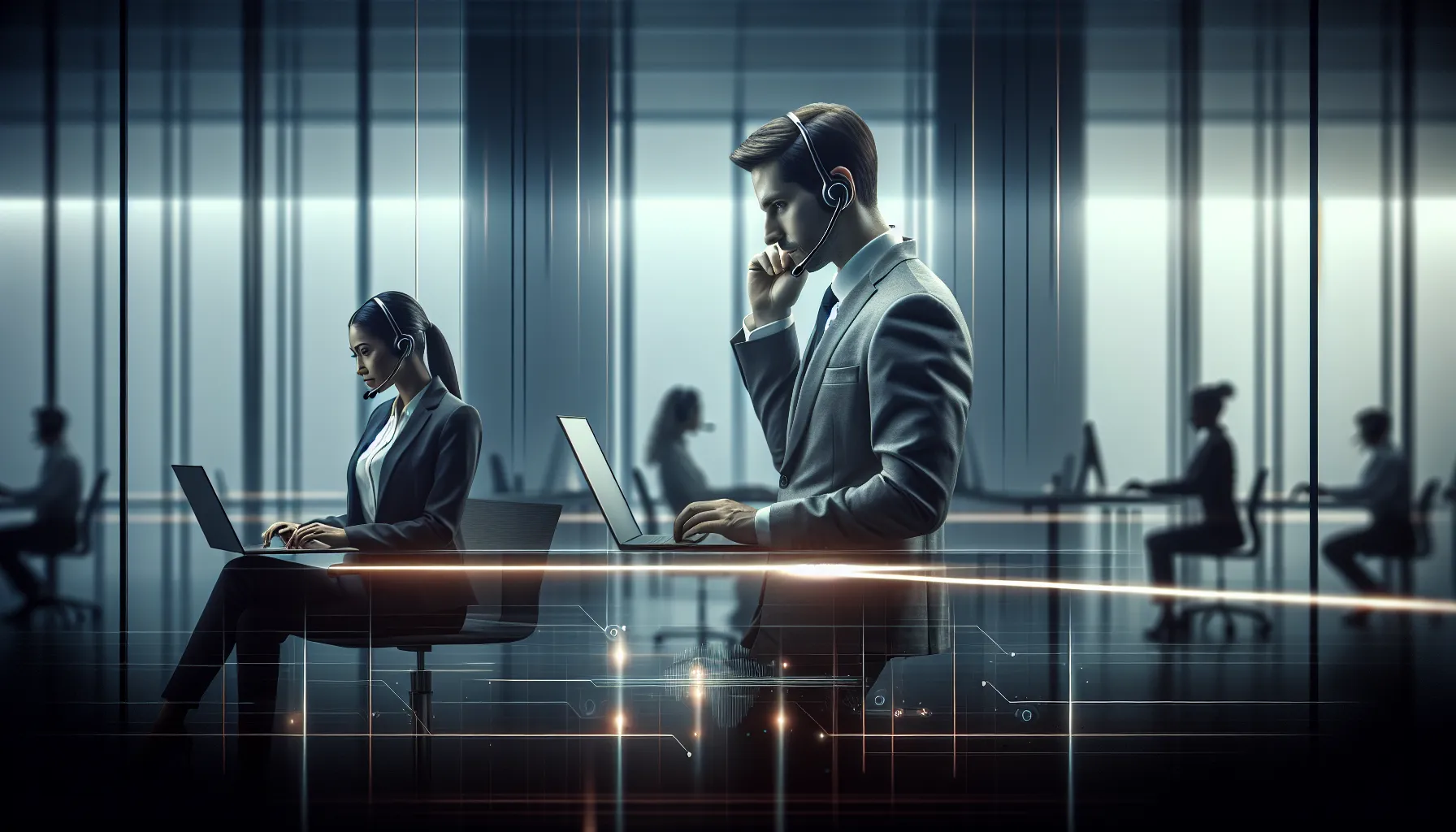 customer service team engaging in telecommunications activities.