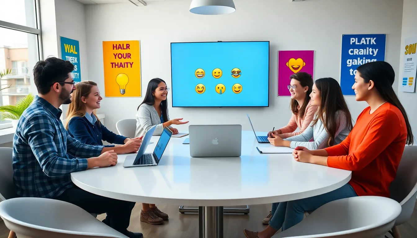 diverse team brainstorming in a vibrant modern office.