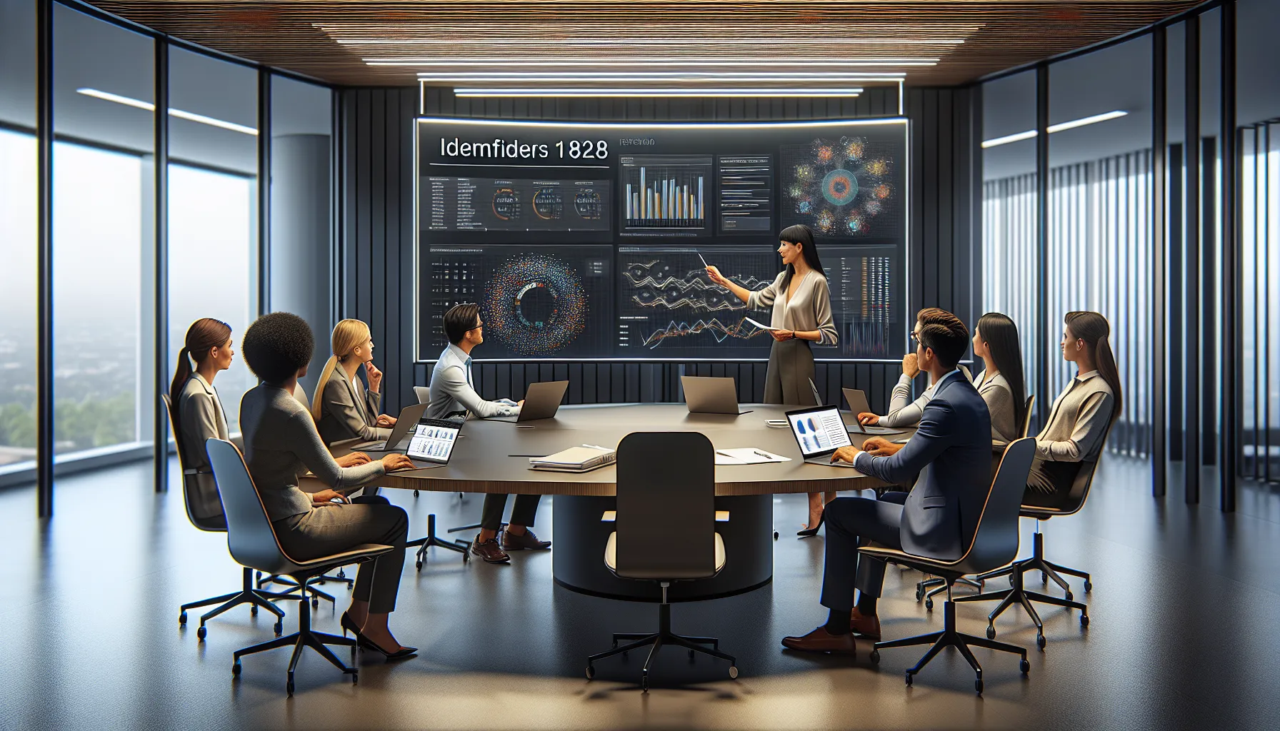 diverse professionals in a modern training session about data systems.