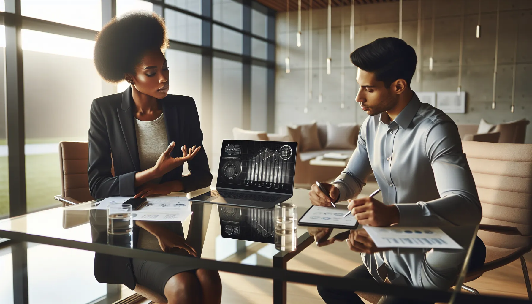 two professionals discussing the significance of a business number.