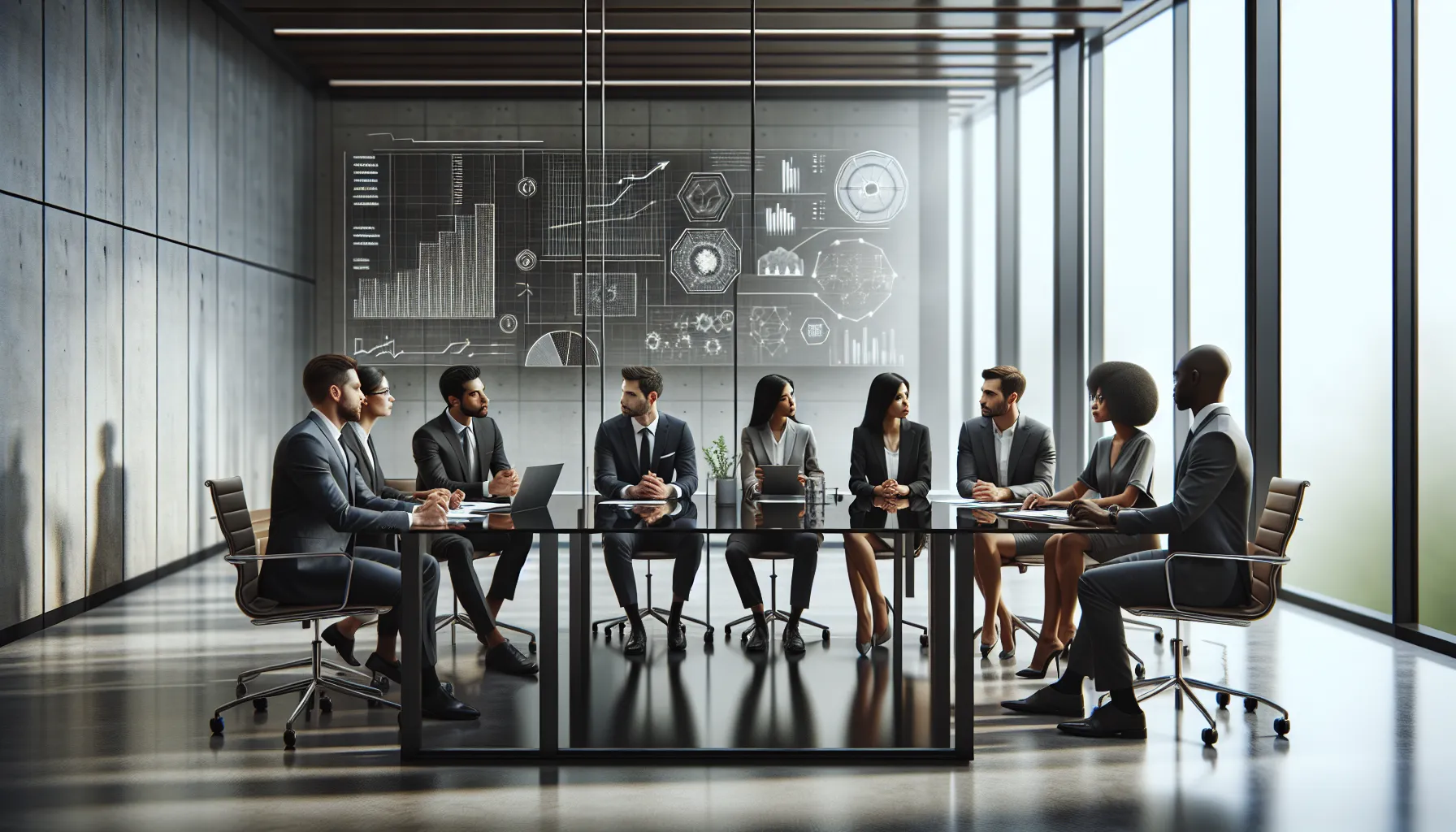 professionals discussing the significance of a complex number in a modern office.