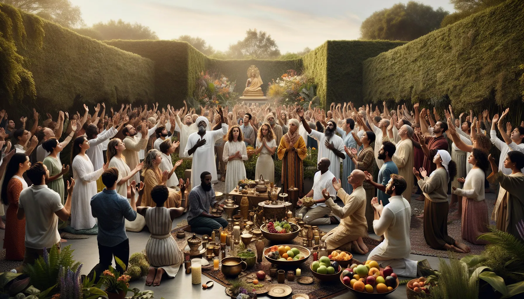 community members honoring Gowthalamma in a garden setting.