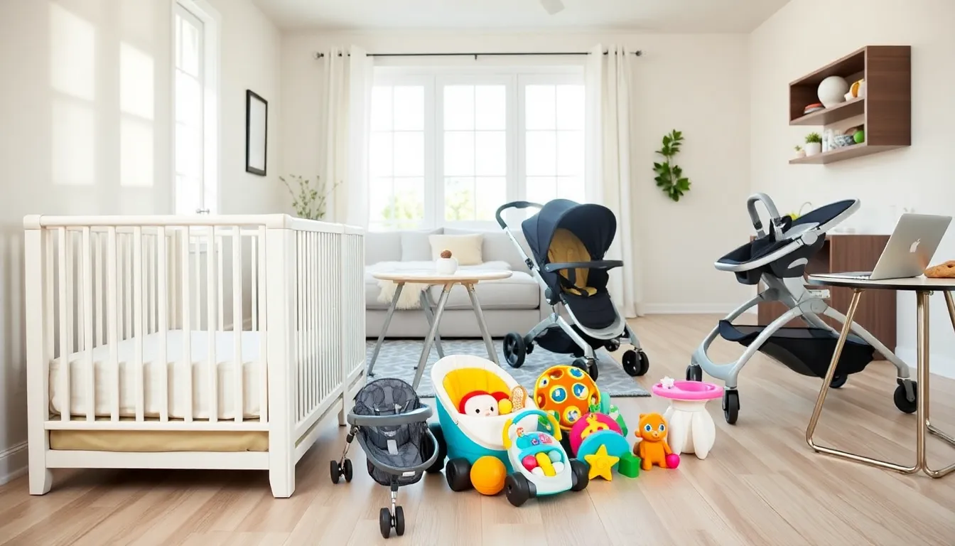 baby gear rentals displayed in a modern living space.