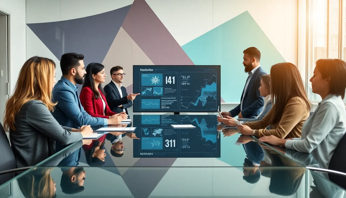 diverse professionals discussing concepts in a modern office.