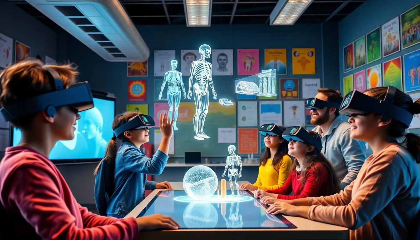 students using augmented reality in an engaging classroom setting.