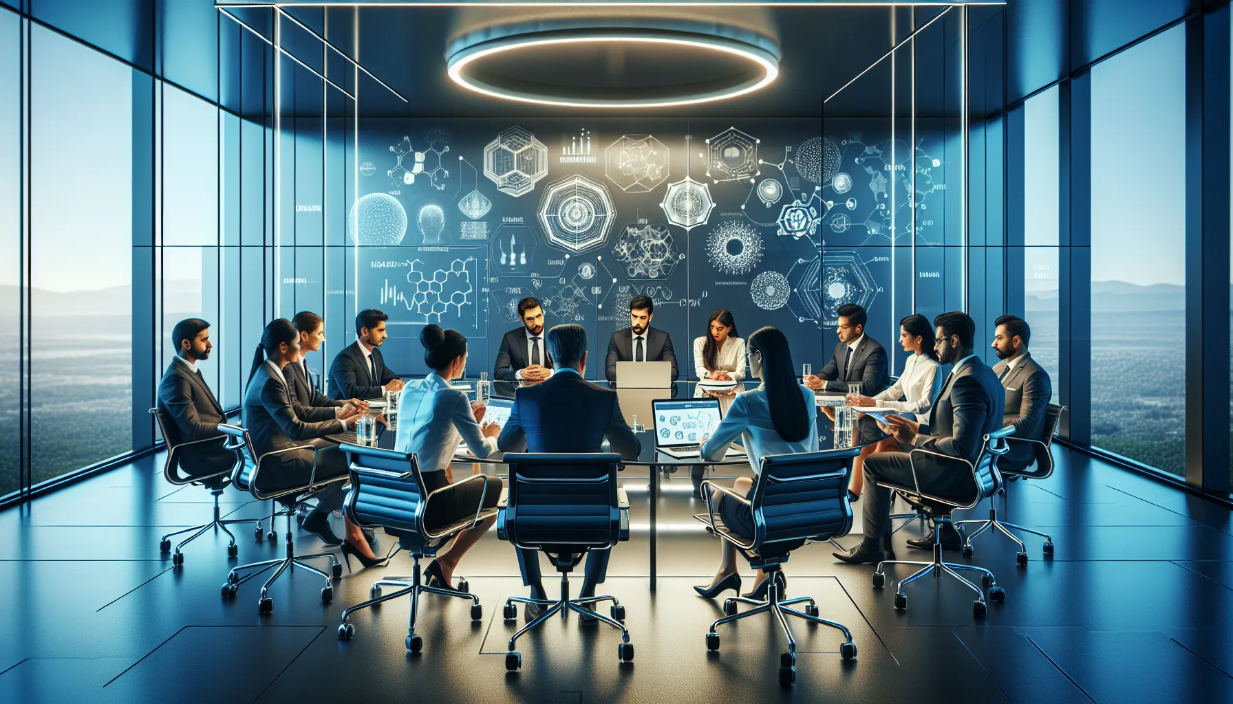 diverse professionals collaborating in a modern conference room.