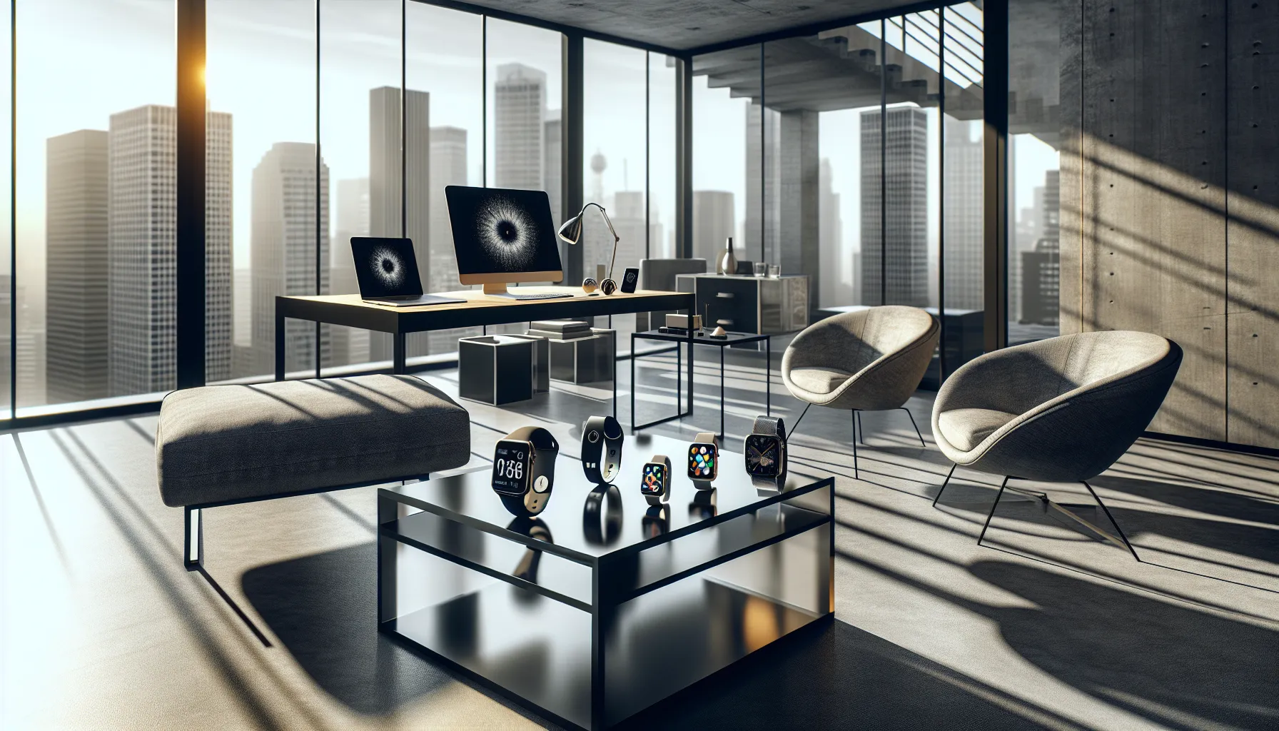A modern living room showcasing Apple and Android devices.