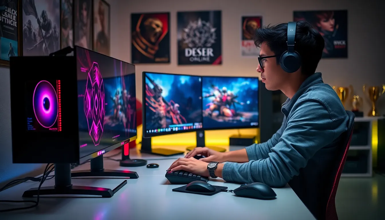 gamer focused on Black Desert Online gameplay in a modern setup.