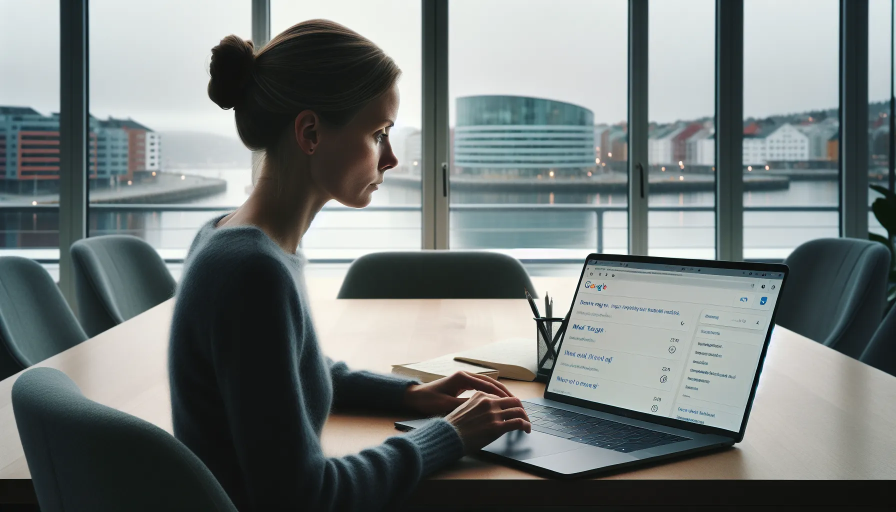 Norwegian marketer sets up google search console with dns and sitemap on laptop.