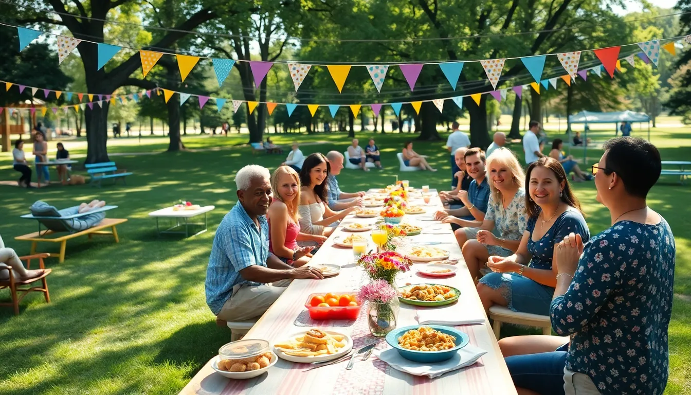 diverse group enjoying a budget-friendly outdoor celebration.