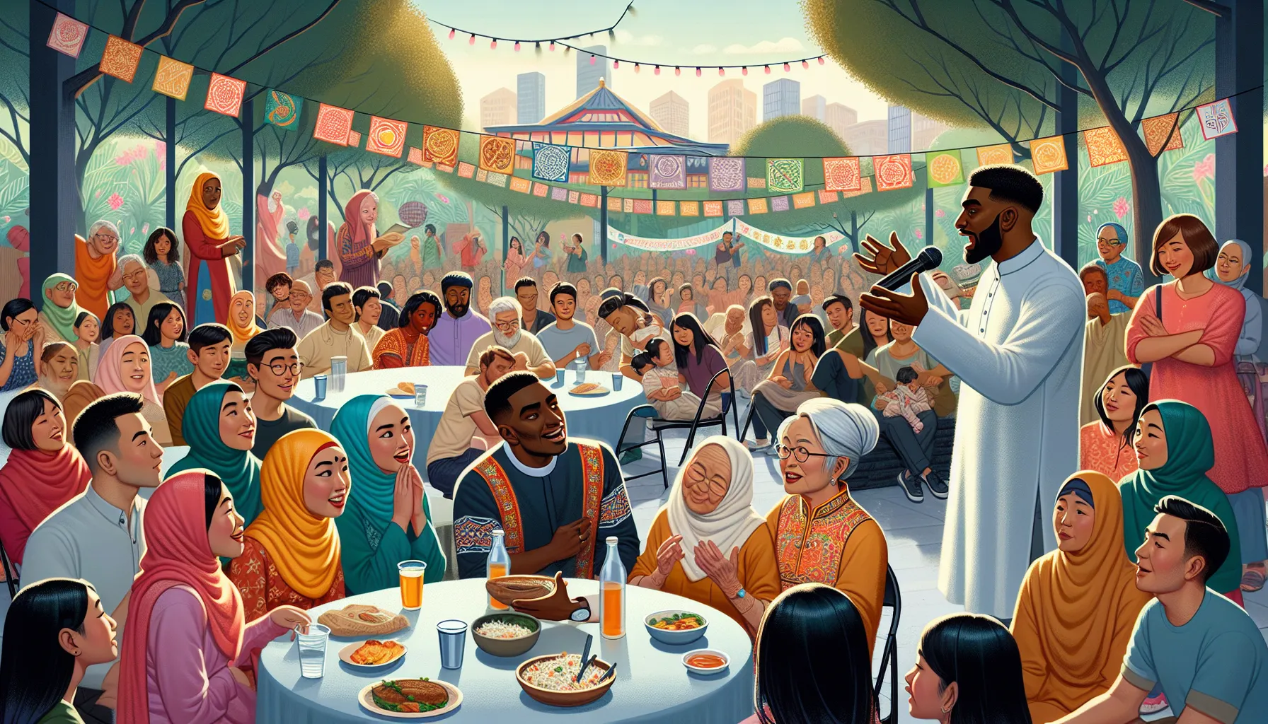 community celebration of Πωστεγι with diverse participants.