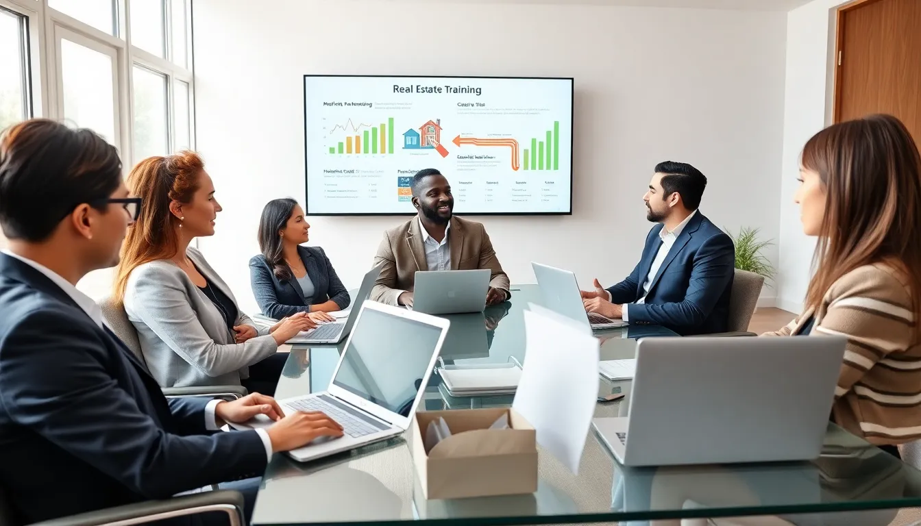 diverse professionals in a training session on real estate investing.