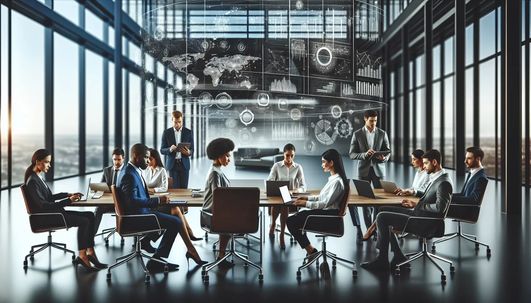 diverse professionals collaborating in a bright, modern office.