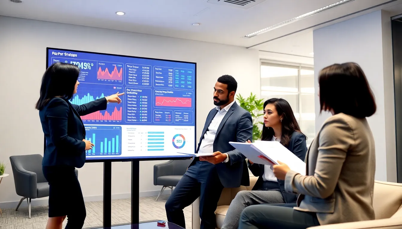 diverse team discussing pay per head sportsbook strategies in a modern office.