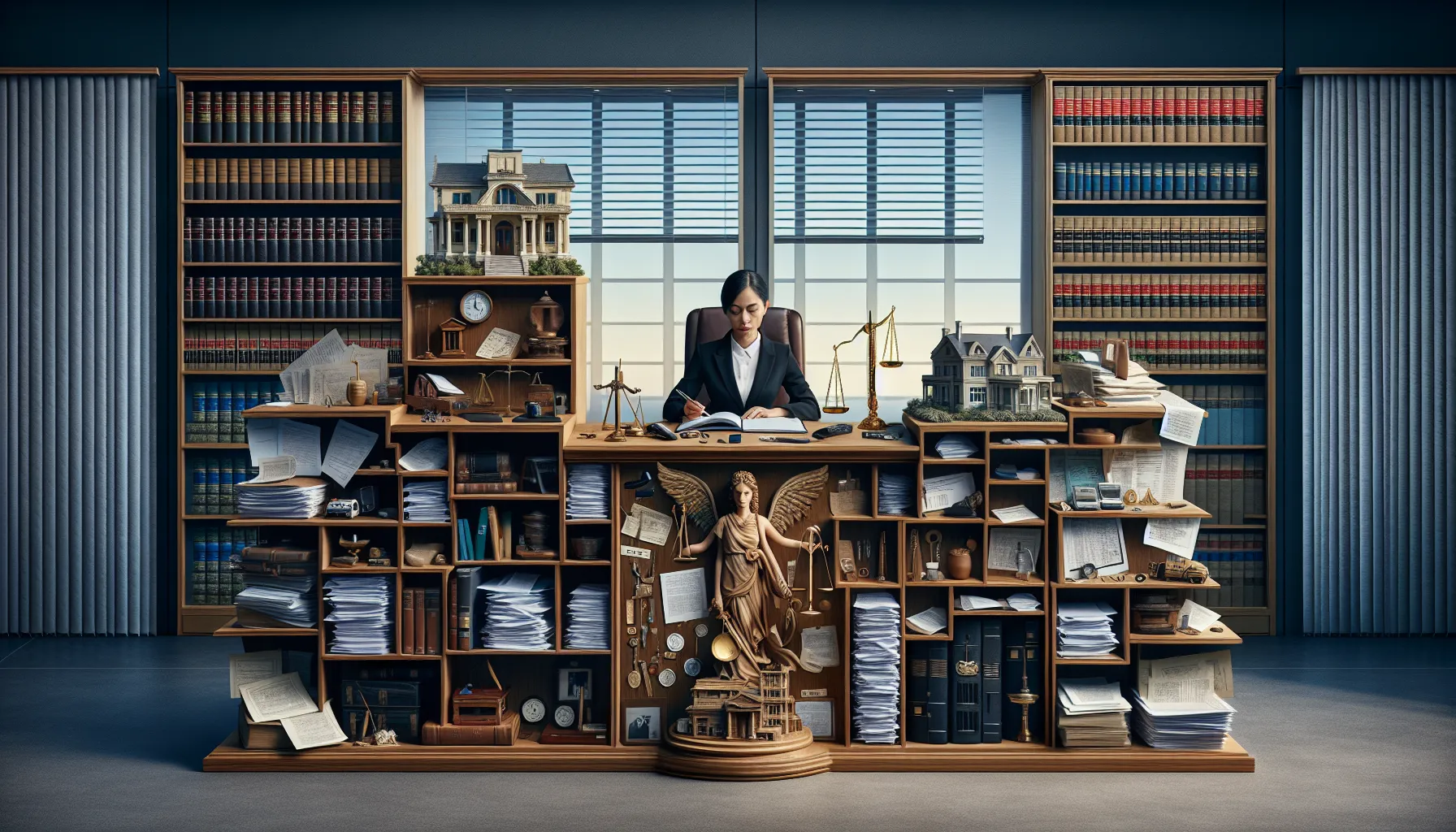 Croatian family lawyer reviewing marital asset division documents in professional office setting.