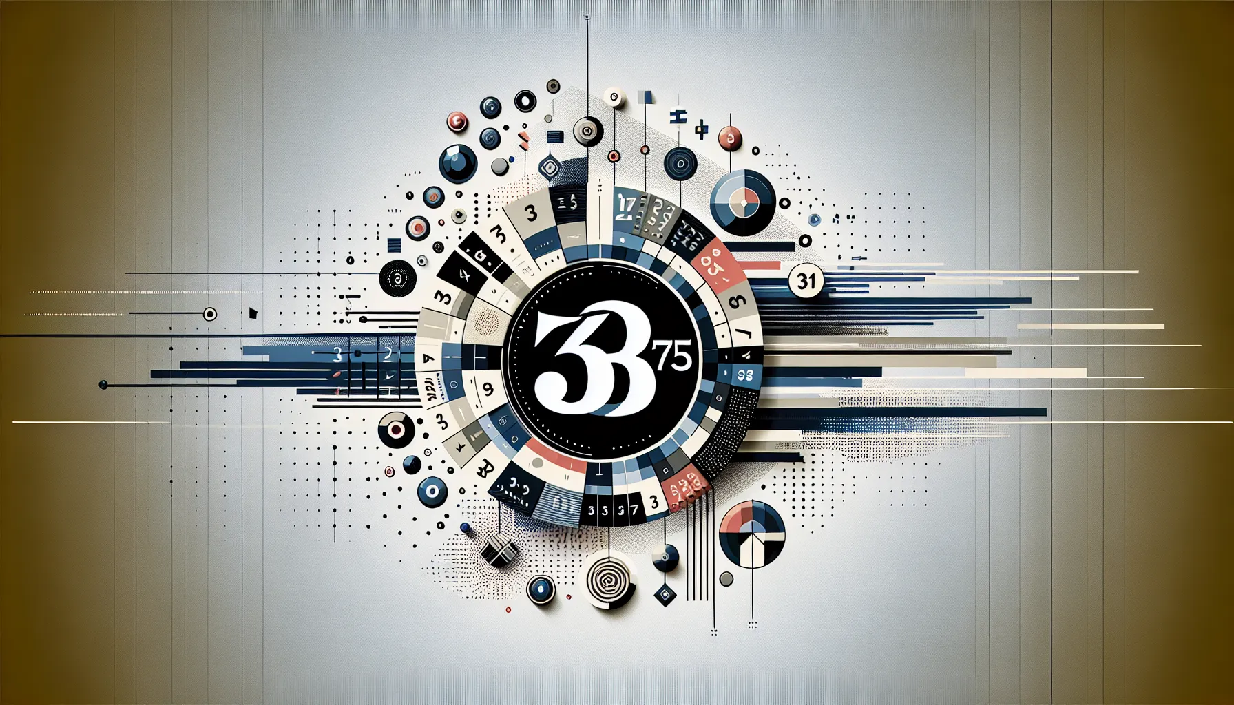 Artistic design of the number 3473334475 with cultural symbols.