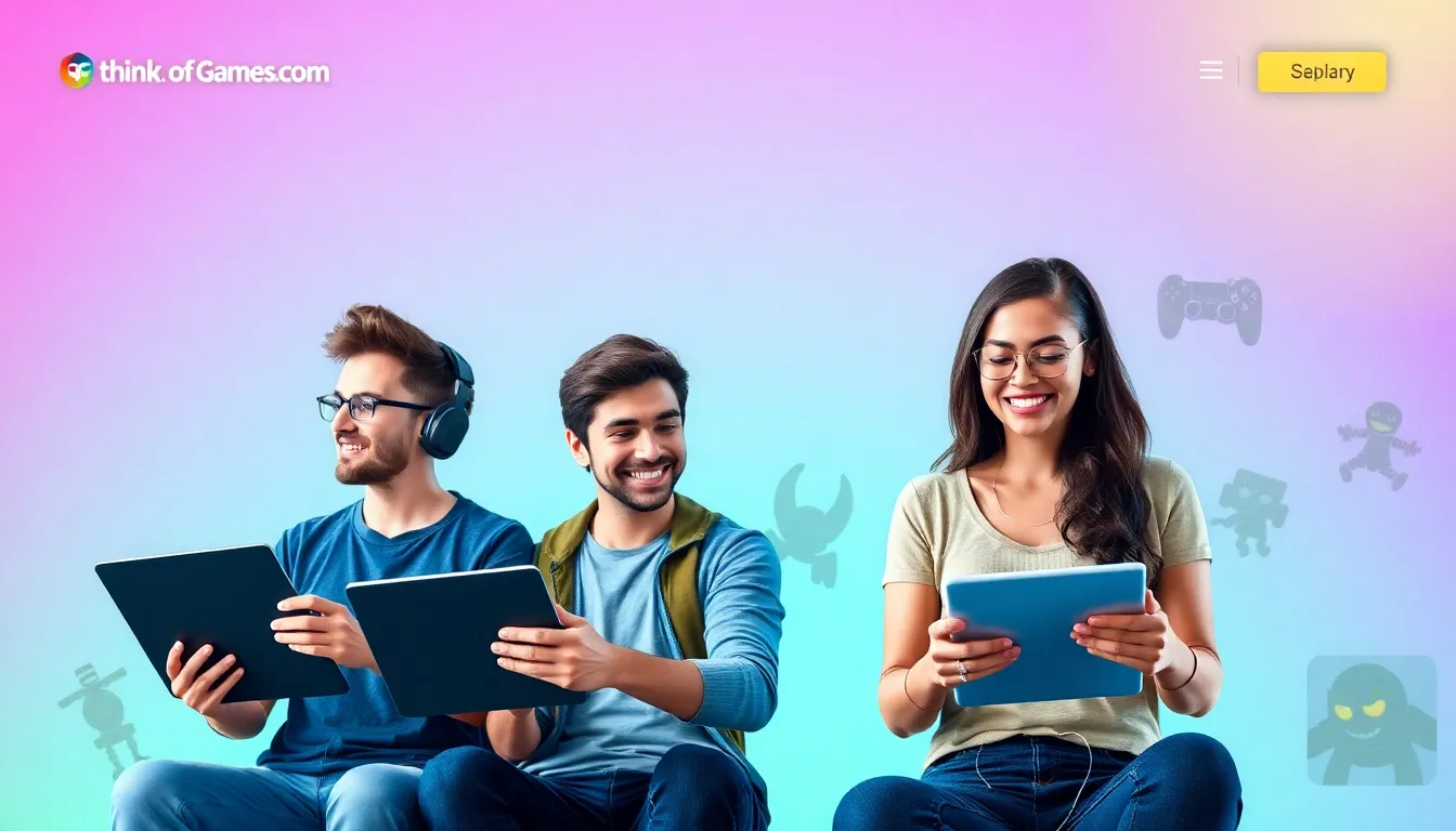 diverse group of gamers engaging with online games on modern devices.