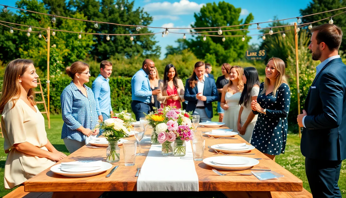 outdoor gathering showcasing a budget-friendly, creatively designed event.