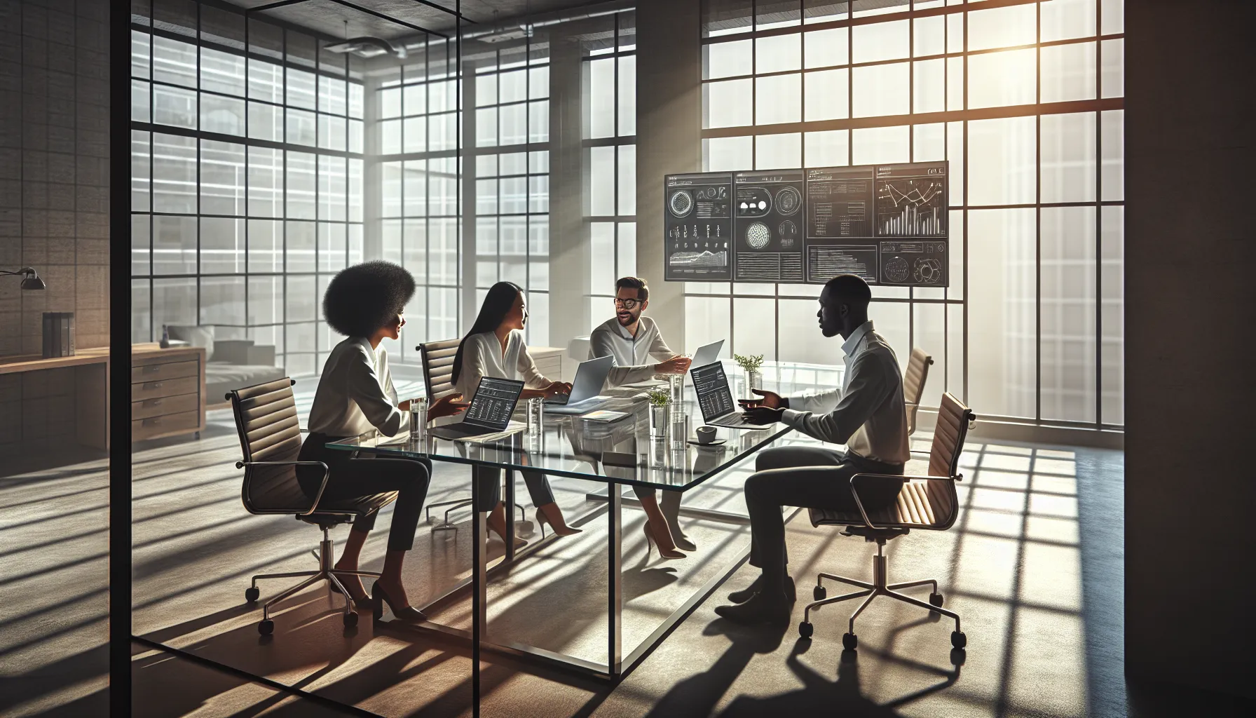 professionals discussing alternative software solutions in a modern office.