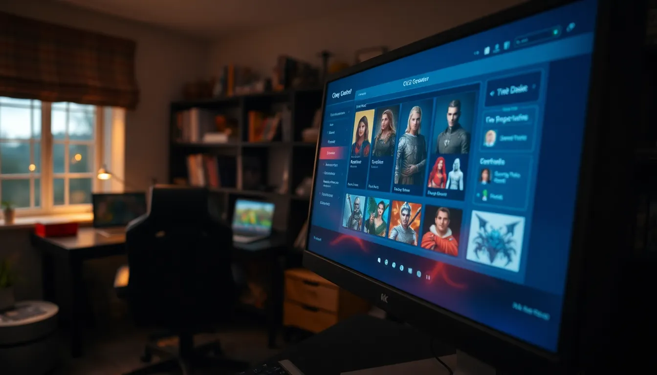 A gaming setup with a computer displaying the CK2 Generator interface.