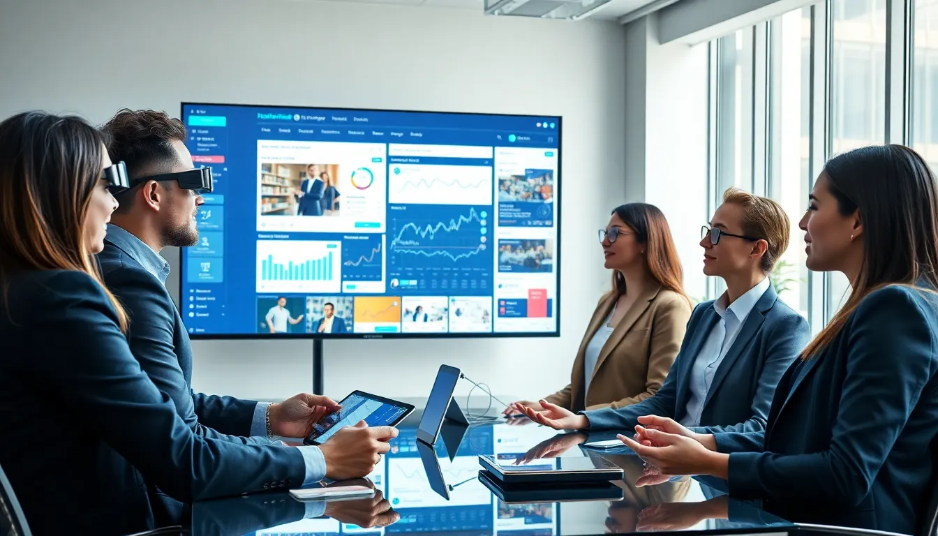 diverse team collaborating on future social media innovations.