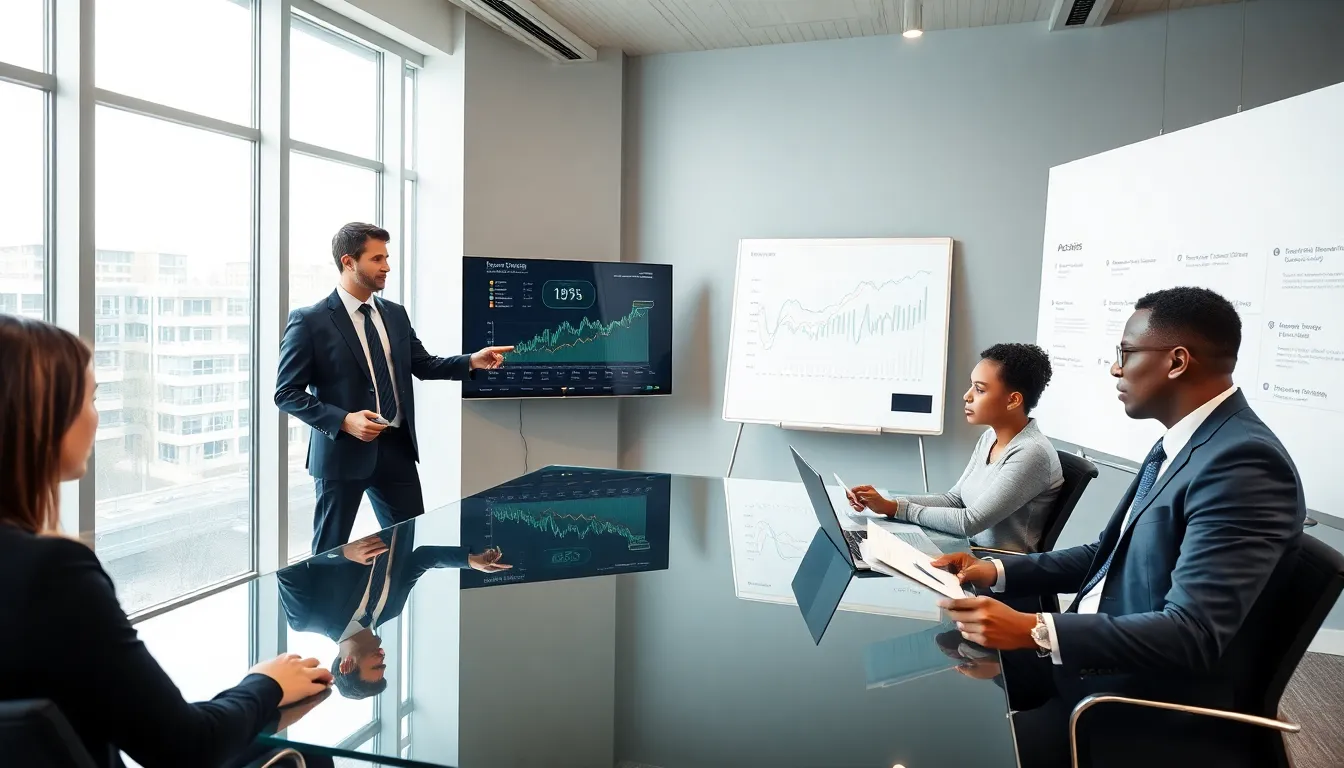 professionals discussing the significance of the number 931224063 in a modern office.