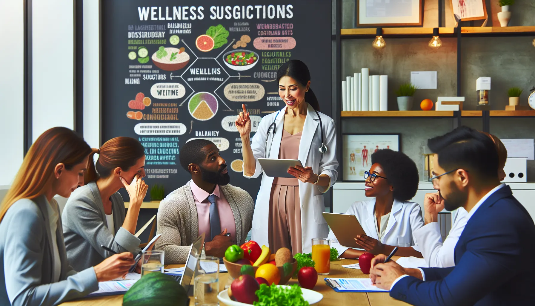 diverse team discussing preventive health measures in an office.