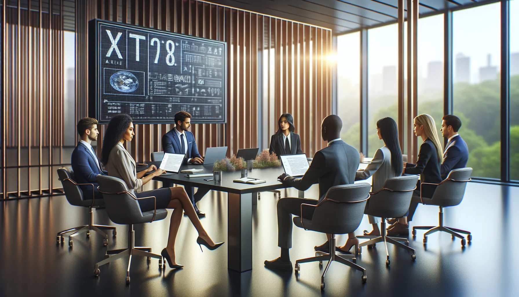 diverse team discussing XTA21074052110022 in a modern office.