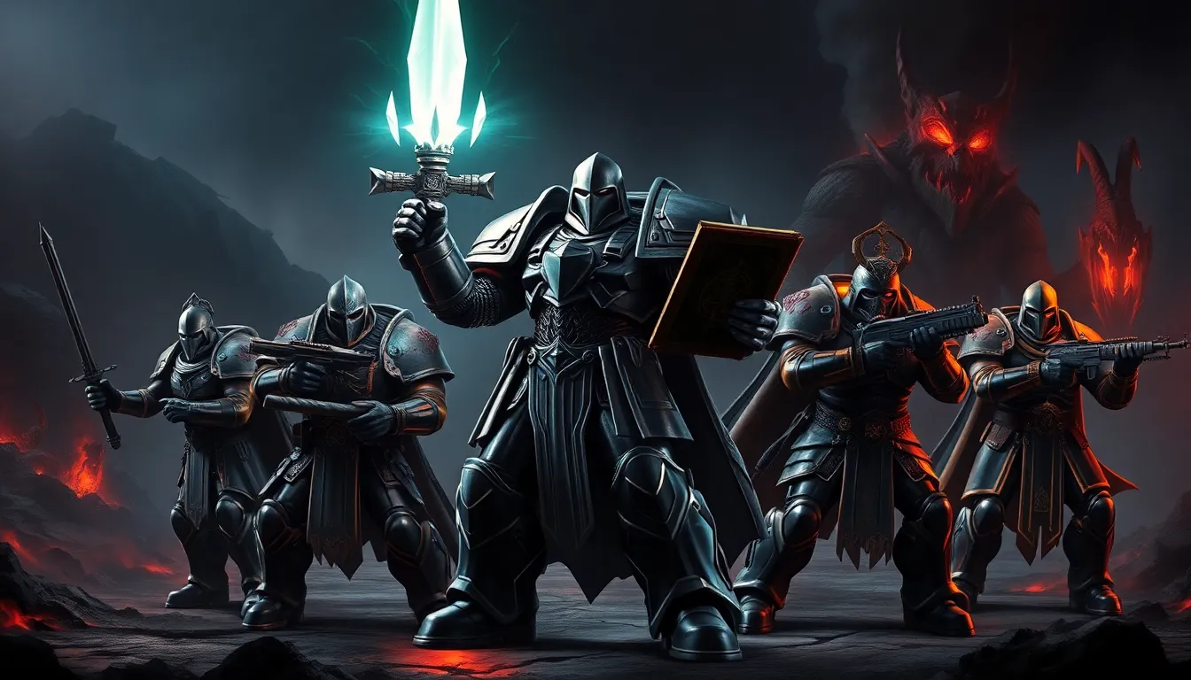 Daemonhunters preparing for battle against chaos entities.