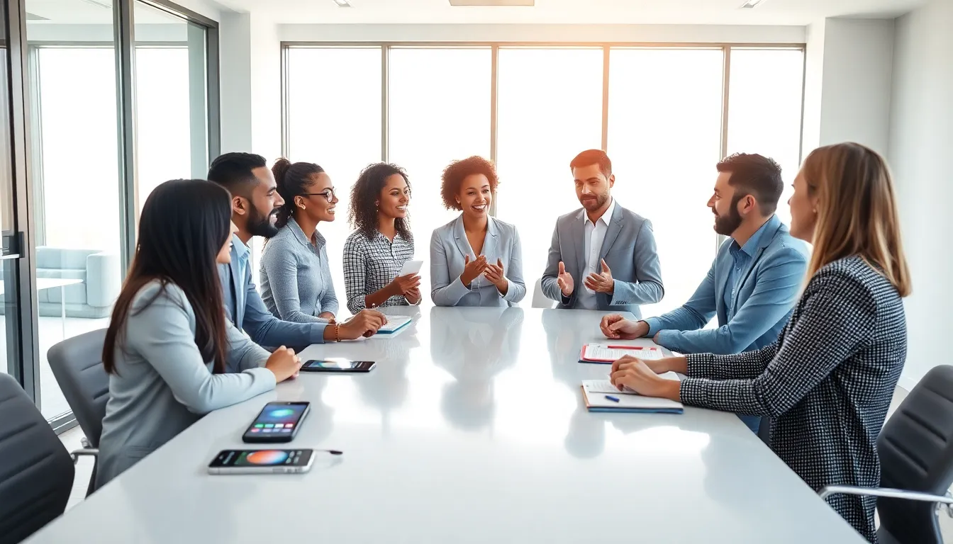diverse team discussing effective communication strategies in a modern office.