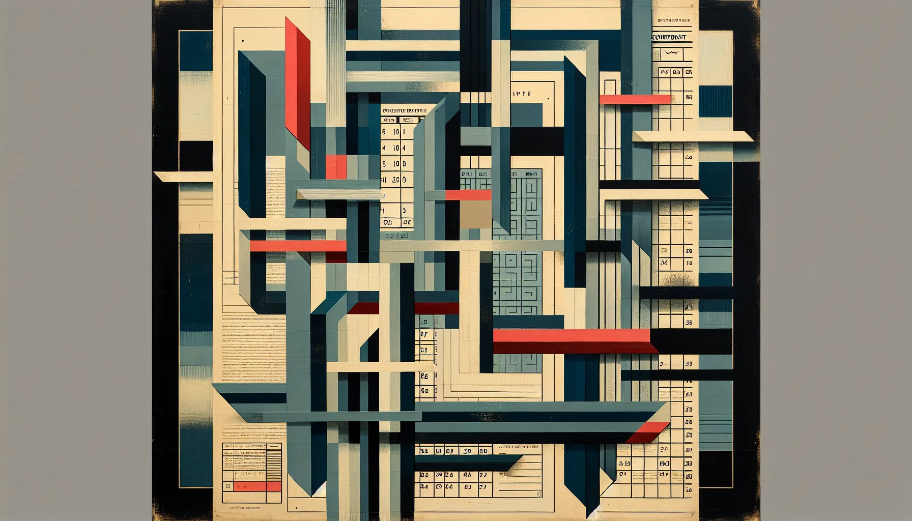 Intersecting planes and ribbons suggesting notice periods, contracts, and legal tension.