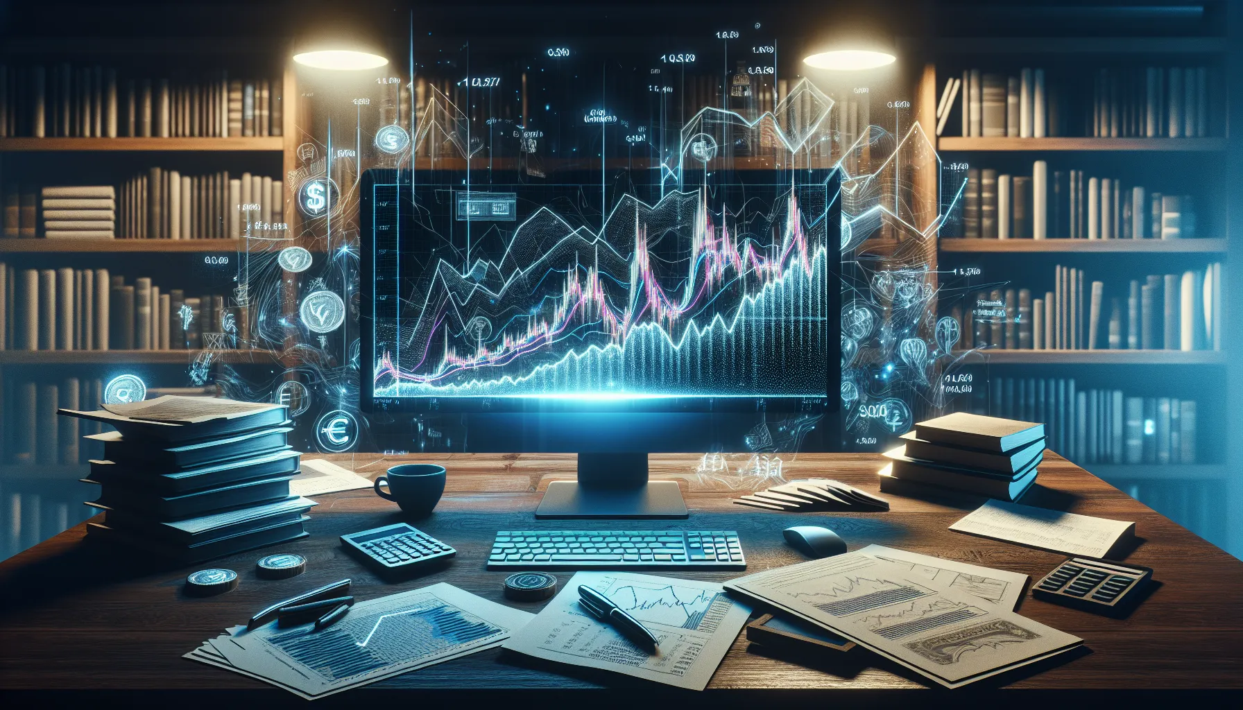 A digital chart comparing historical dollar and euro exchange rates.