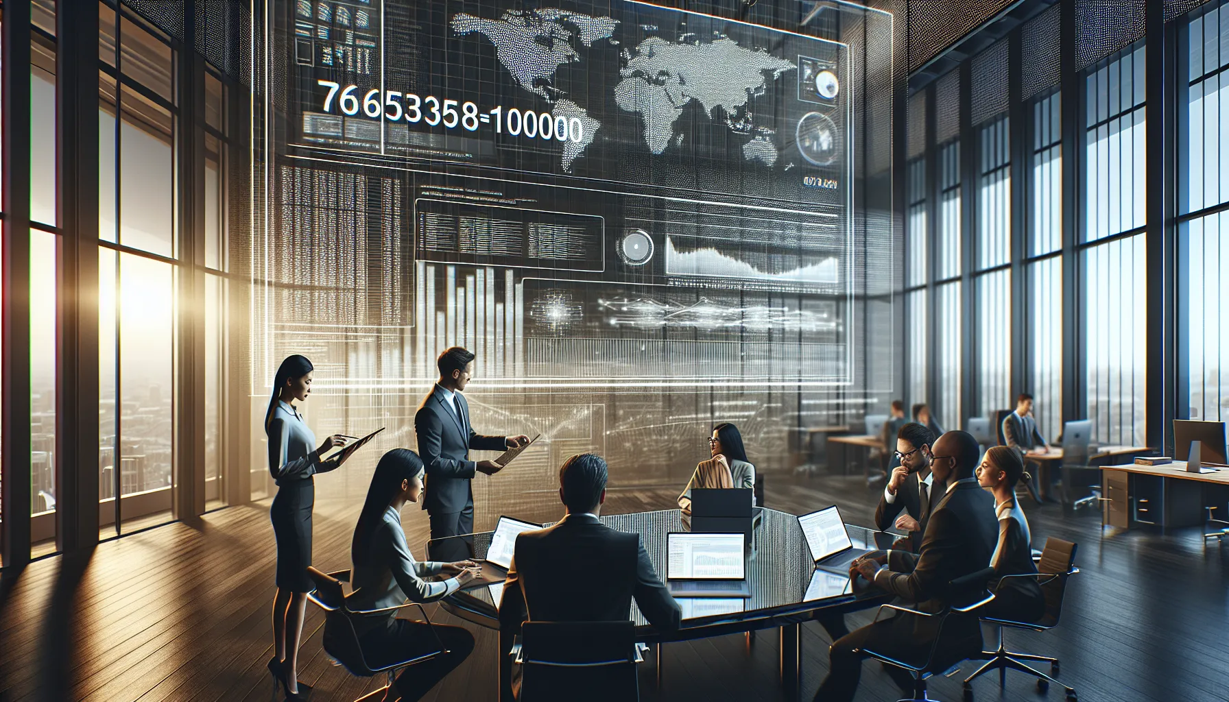 diverse professionals collaborating in a modern office setting.