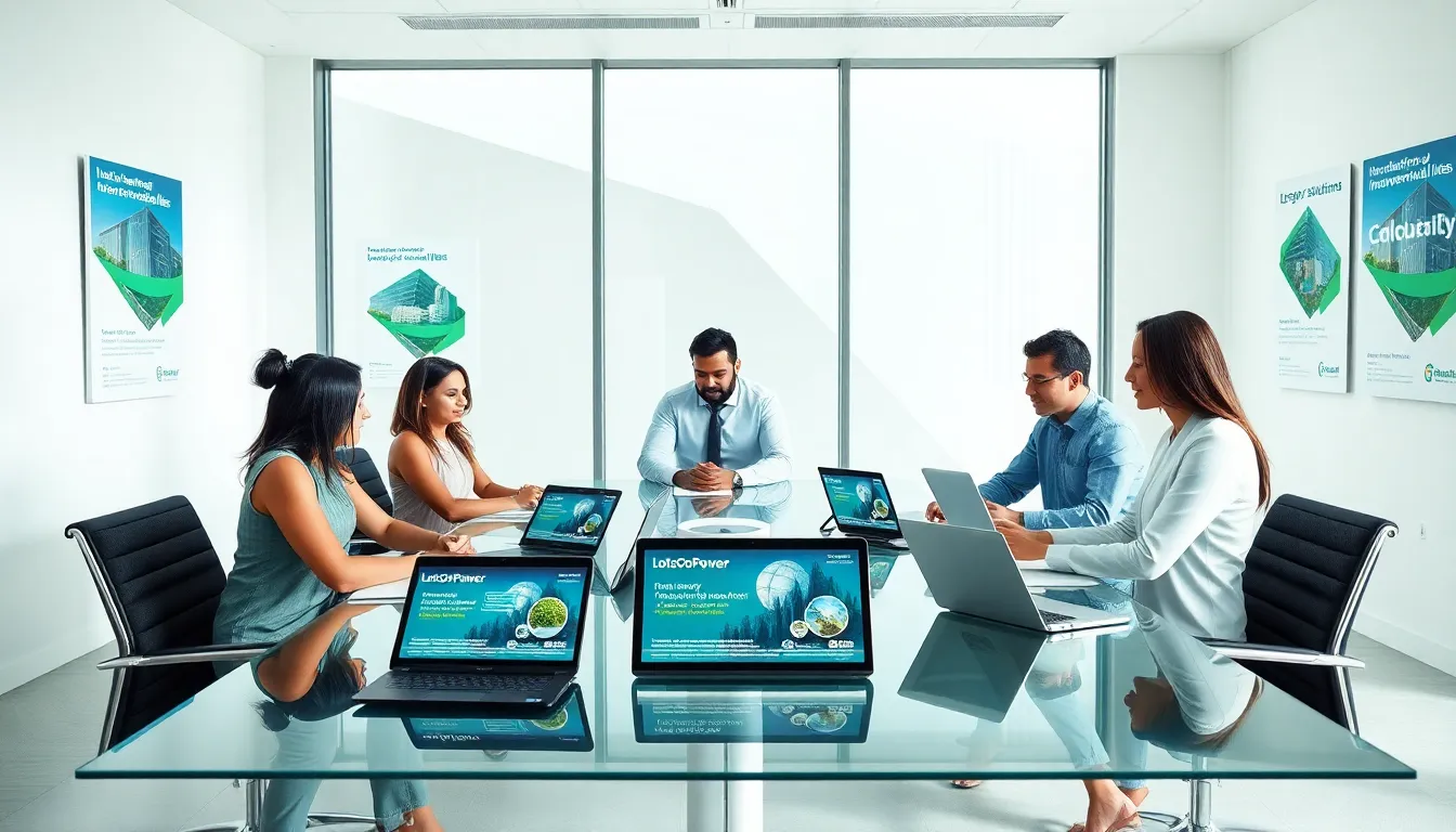 diverse team collaborating in a modern office on energy solutions.